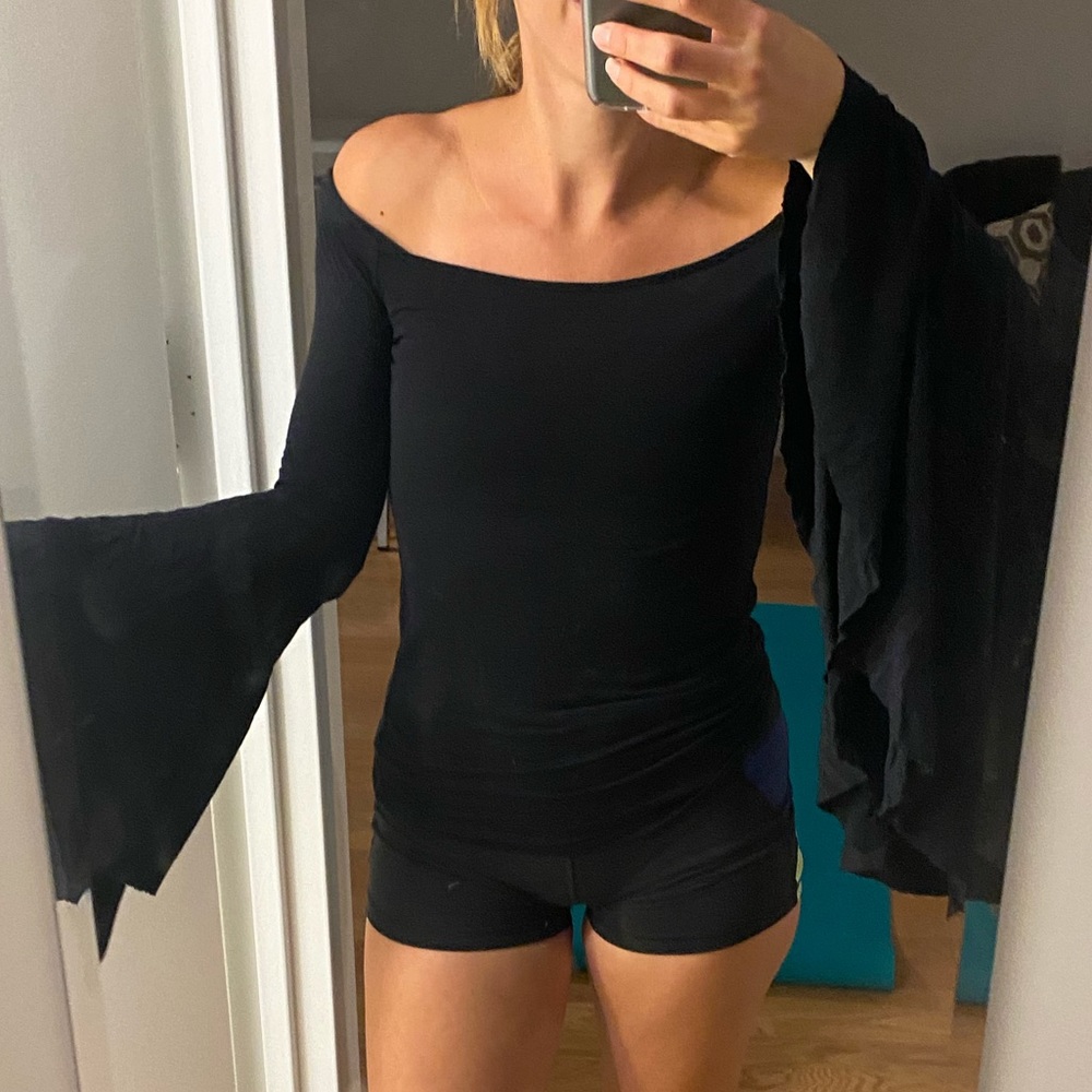 Free people black bell sleeve long sleeve shirt